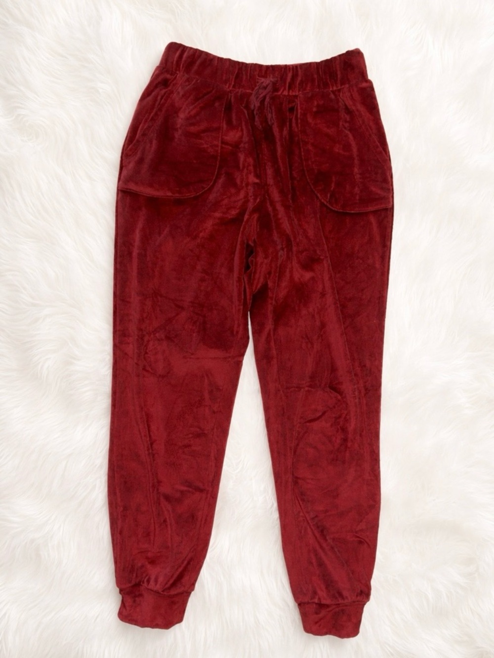 LC Lauren Conrad Velour Joggers - Wine Red